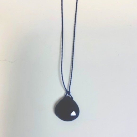 Amethyst Faceted Drop Pendent on Silk Cord w/ Sterling Silver Lobster Claw Clasp - Picture 3 of 4